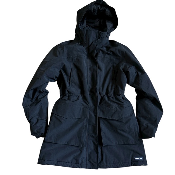 Land's End Squall Jacket Women's Size Medium Black Full Zip Hood Waterproof MINT - Picture 1 of 14